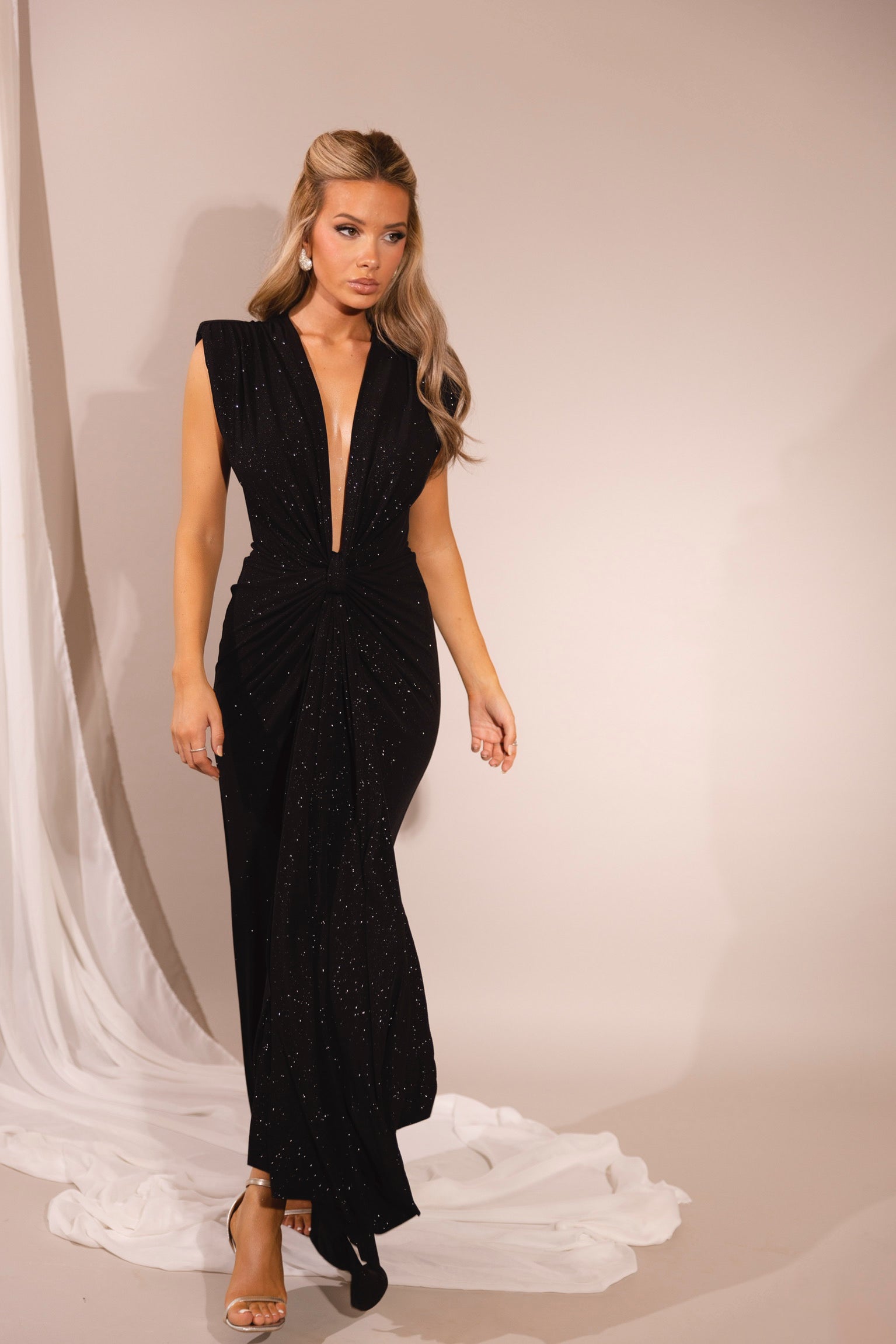 Elina Black Glitter Dress