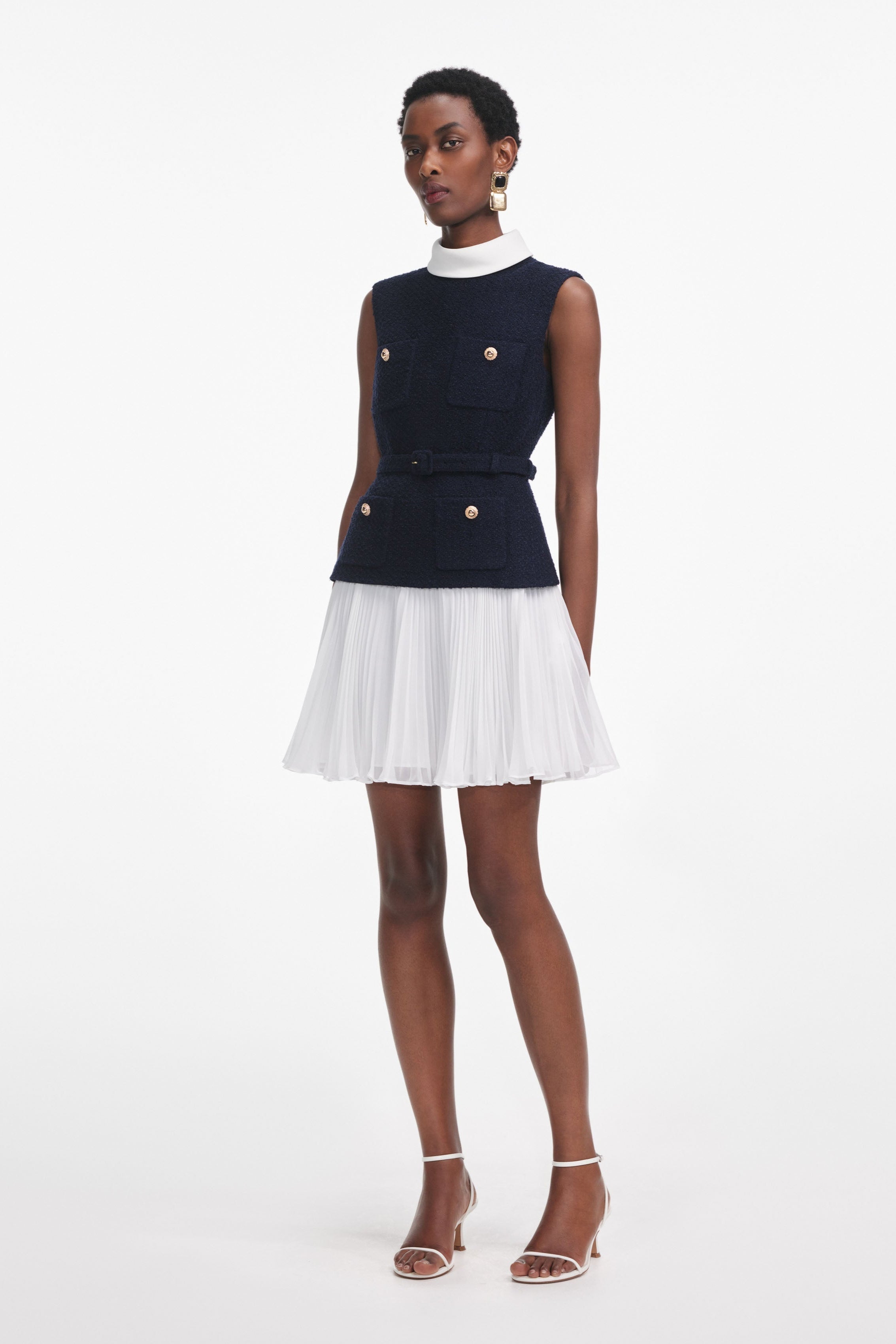 Navila Knit and Chiffon Mini Dress