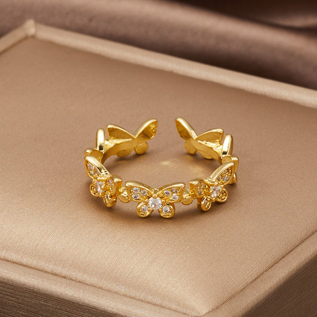 Adjustable Gold Butterfly Ring