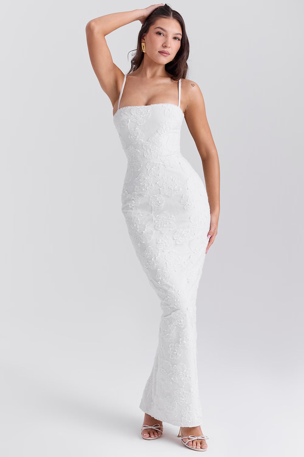 Eva Blue Floral Lace Maxi Dress